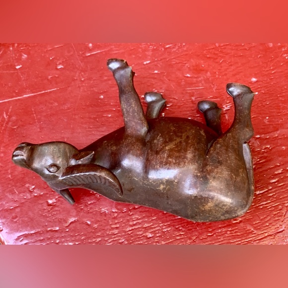 Vintage Artisan Hand Carved Thai Hardwood Antique Bull Ox Steer Figurine - Picture 7 of 16